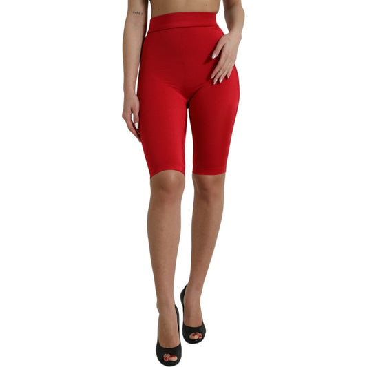Dolce & Gabbana Chic Red High Waist Leggings Pants Dolce & Gabbana Brown