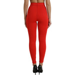 Dolce & Gabbana Elegant High Waist Red Leggings Dolce & Gabbana Firebrick