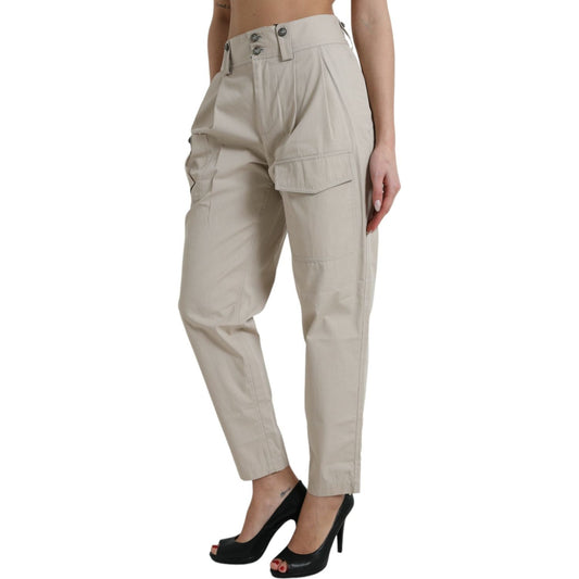 Dolce & Gabbana High-Waisted Tapered Fashion Pants - Beige Dolce & Gabbana Rosy Brown
