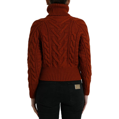 Dolce & Gabbana Brown Wool Knit Turtleneck Pullover Sweater