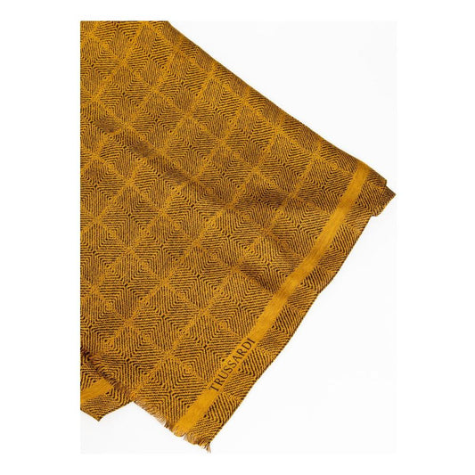 Trussardi Yellow Viscose Men Scarf Trussardi Dark Goldenrod