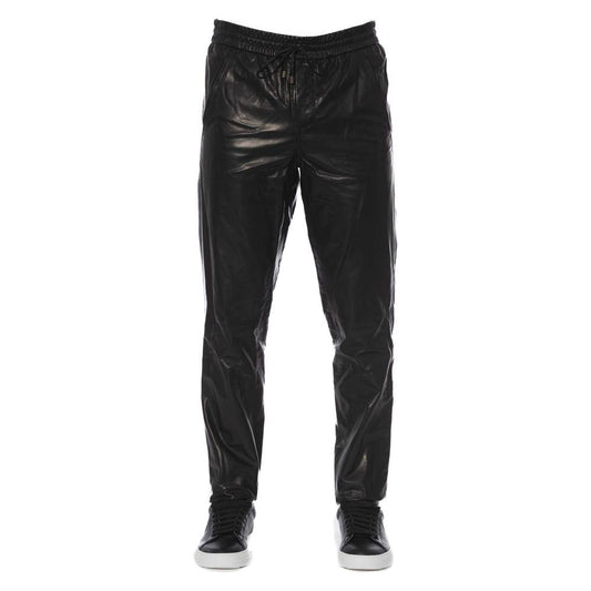 Trussardi Black Leather Men's Trousers Trussardi Dark Slate Gray