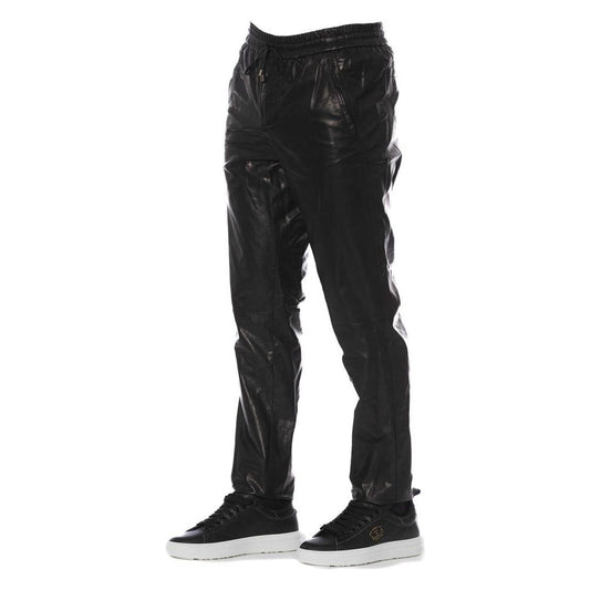 Trussardi Black Leather Men's Trousers Trussardi Dark Slate Gray