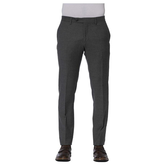 Trussardi Gray Wool Men Trousers Trussardi Dark Slate Gray