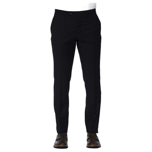 Trussardi Blue Wool Men Trouser Trussardi Black