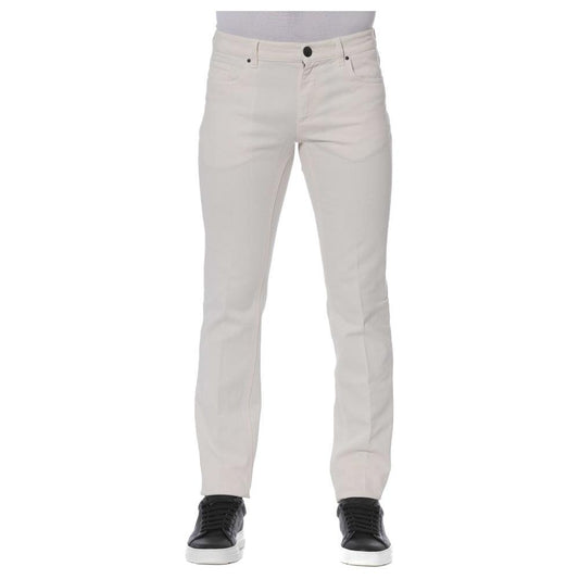 Trussardi White Cotton Men Jeans Trussardi Gray