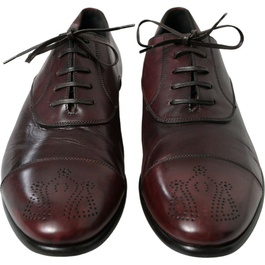 Dolce & Gabbana Elegant Burgundy Leather Derby Shoes Dolce & Gabbana Dark Slate Gray
