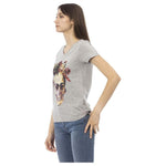 Trussardi Action Gray Cotton Women V-Neck Top TR-24176-XS