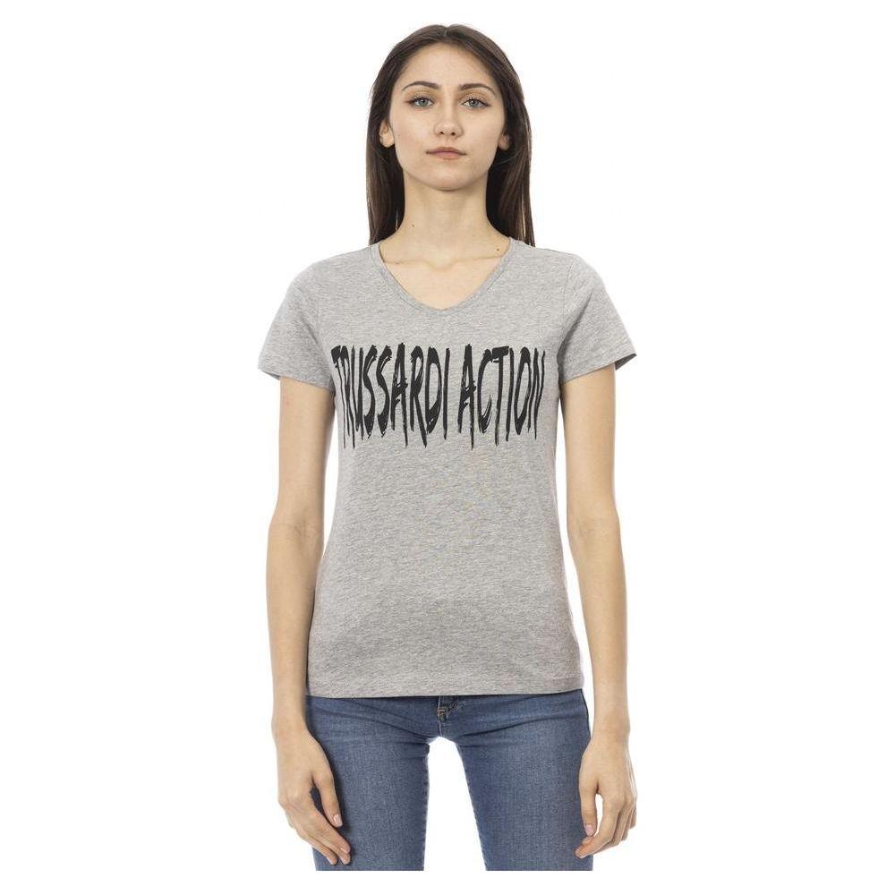 Trussardi Action Gray Cotton Women T-Shirt TR-24174-XS