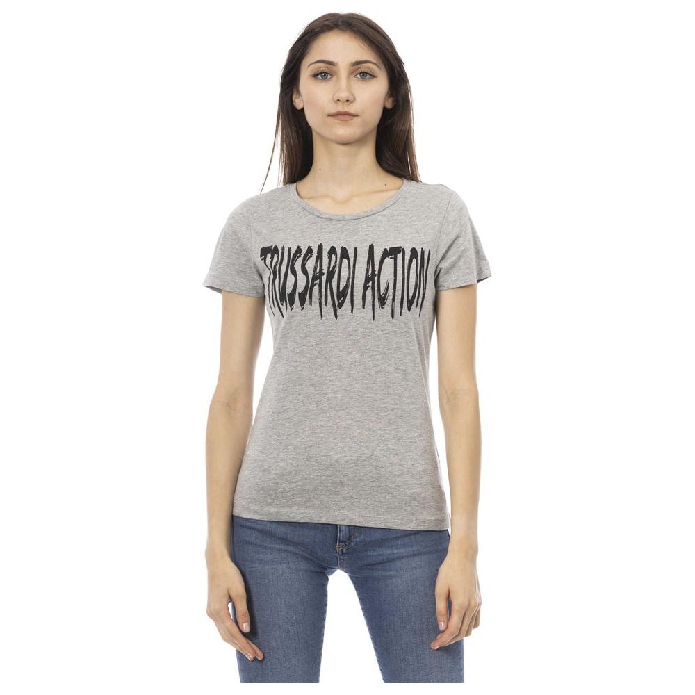 Trussardi Action Gray Cotton Women T-Shirt TR-24165-XS
