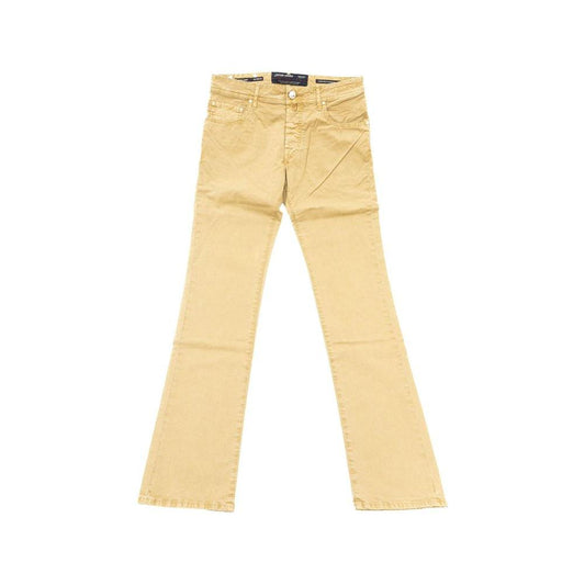 Jacob Cohen Beige Cotton Men Jeans Jacob Cohen Pale Goldenrod
