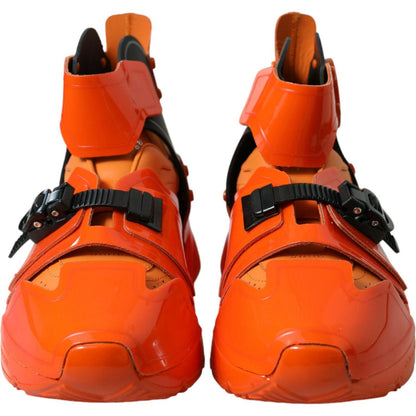 Dolce & Gabbana Orange Multi Panel Chunky High Top Sneakers Shoes 1728,67345645728,Chunky - Sneakers - Shoes,Dolce & Gabbana,EU39/US6,High Tops - Sneakers - Shoes,Material: 60% PVC 40% Calfskin Leather,Men,Men - Shoes,New with tags,Orange,Shoes,Sneakers -