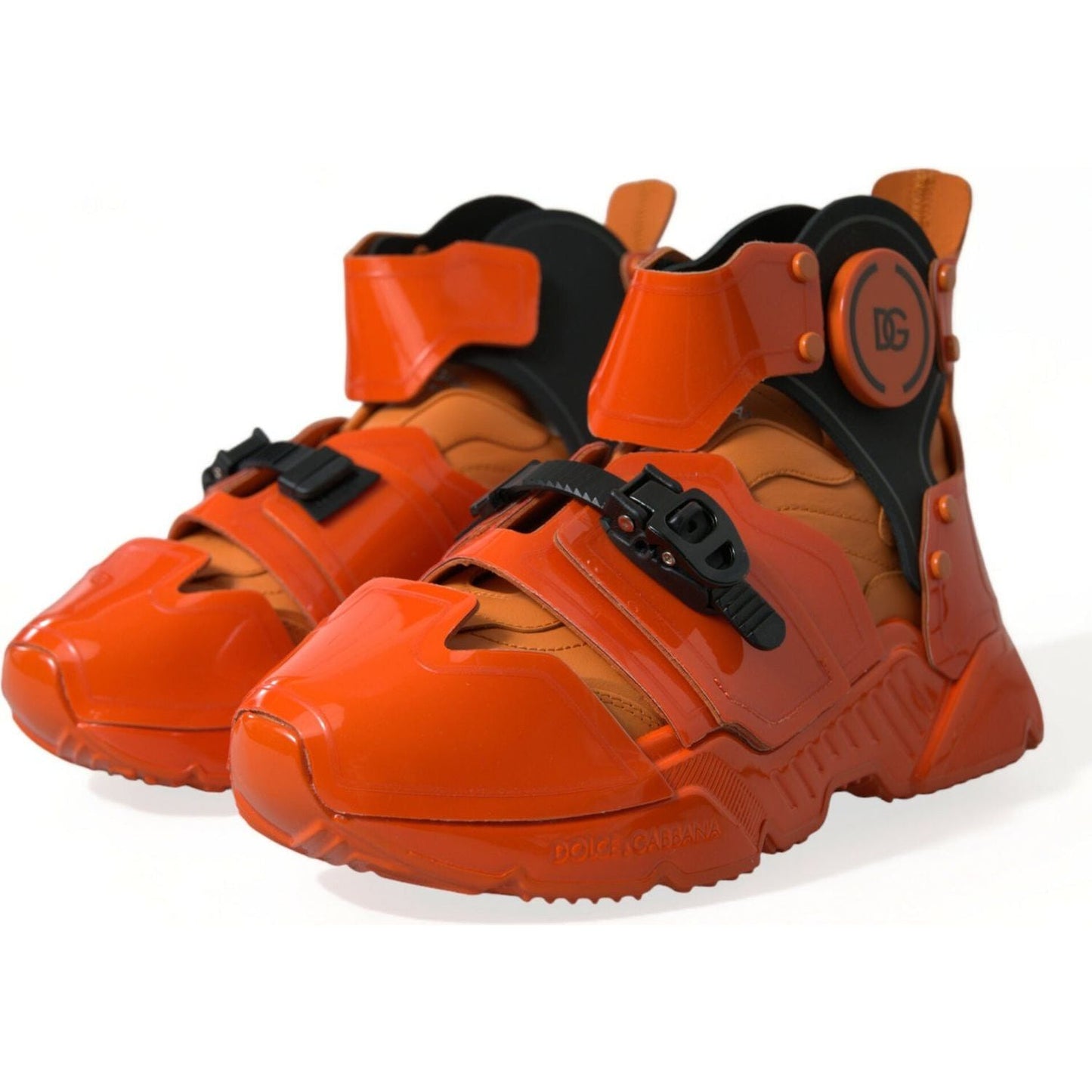 Dolce & Gabbana Orange Multi Panel Chunky High Top Sneakers Shoes 1728,67345645728,Chunky - Sneakers - Shoes,Dolce & Gabbana,EU39/US6,High Tops - Sneakers - Shoes,Material: 60% PVC 40% Calfskin Leather,Men,Men - Shoes,New with tags,Orange,Shoes,Sneakers -
