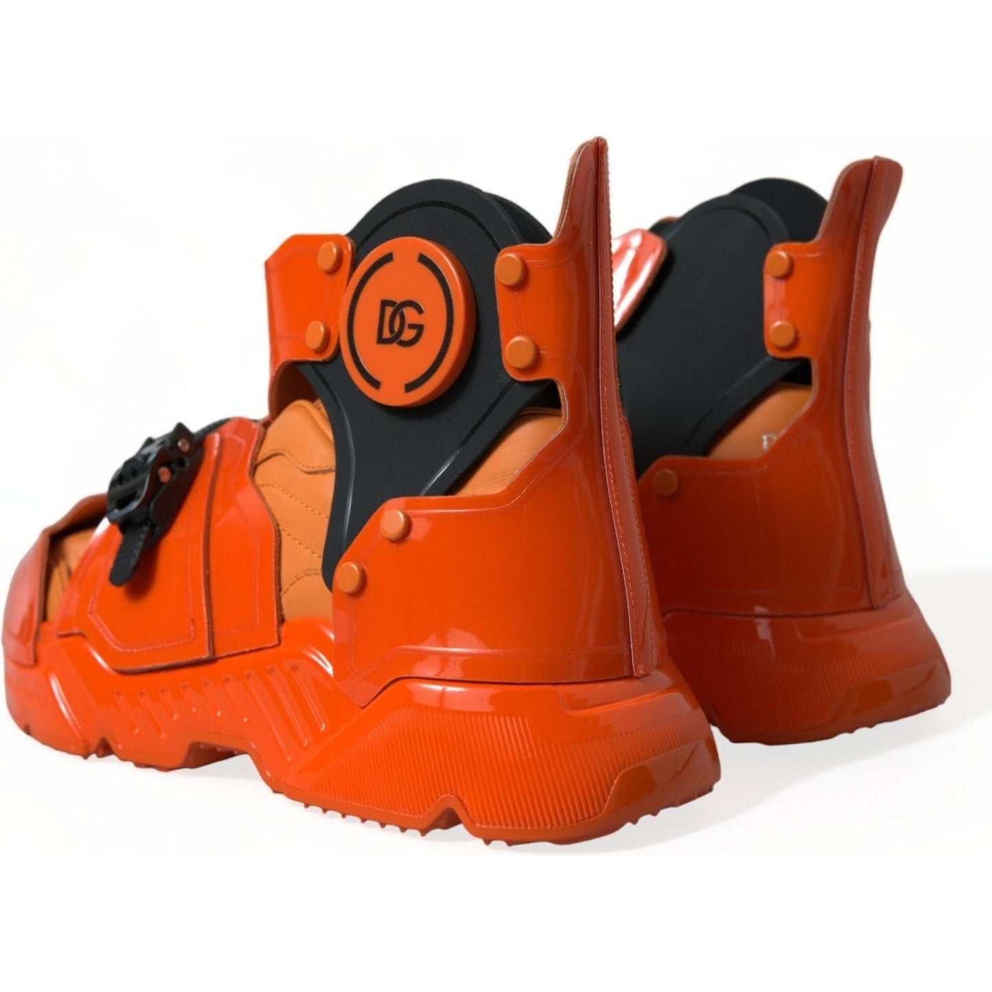 Dolce & Gabbana Orange Multi Panel Chunky High Top Sneakers Shoes 1728,67345645728,Chunky - Sneakers - Shoes,Dolce & Gabbana,EU39/US6,High Tops - Sneakers - Shoes,Material: 60% PVC 40% Calfskin Leather,Men,Men - Shoes,New with tags,Orange,Shoes,Sneakers -