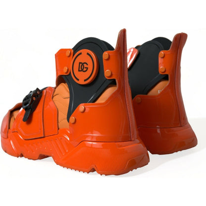 Dolce & Gabbana Orange Multi Panel Chunky High Top Sneakers Shoes 1728,67345645728,Chunky - Sneakers - Shoes,Dolce & Gabbana,EU39/US6,High Tops - Sneakers - Shoes,Material: 60% PVC 40% Calfskin Leather,Men,Men - Shoes,New with tags,Orange,Shoes,Sneakers -