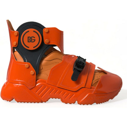Dolce & Gabbana Orange Multi Panel Chunky High Top Sneakers Shoes 1728,67345645728,Chunky - Sneakers - Shoes,Dolce & Gabbana,EU39/US6,High Tops - Sneakers - Shoes,Material: 60% PVC 40% Calfskin Leather,Men,Men - Shoes,New with tags,Orange,Shoes,Sneakers -