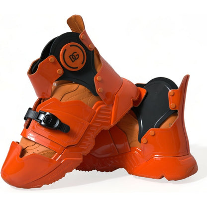 Dolce & Gabbana Orange Multi Panel Chunky High Top Sneakers Shoes 1728,67345645728,Chunky - Sneakers - Shoes,Dolce & Gabbana,EU39/US6,High Tops - Sneakers - Shoes,Material: 60% PVC 40% Calfskin Leather,Men,Men - Shoes,New with tags,Orange,Shoes,Sneakers -