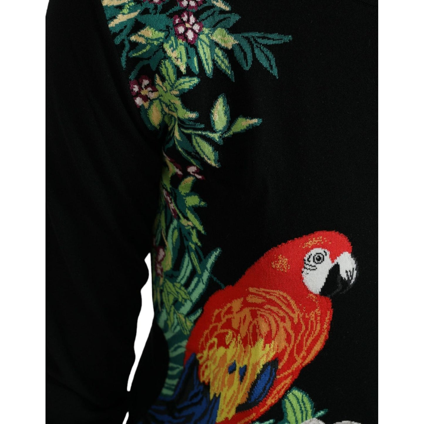 Dolce & Gabbana Black Bird Wool Long Sleeve Cardigan Sweater