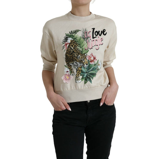 Dolce & Gabbana Elegant Jungle Print Crewneck Sweater Dolce & Gabbana Dark Gray
