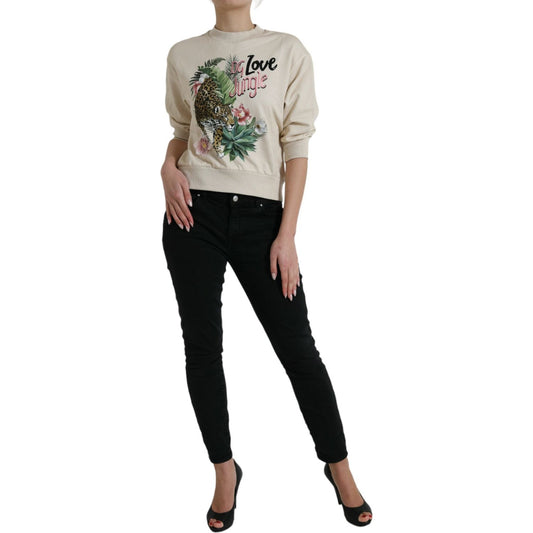 Dolce & Gabbana Elegant Jungle Print Crewneck Sweater Dolce & Gabbana Gray