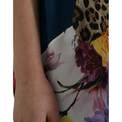 Dolce & Gabbana Multicolor Patchwork Cotton Silk Blouse Top