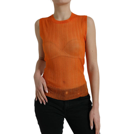 Dolce & Gabbana Chic Orange Crew Neck Tank Top Dolce & Gabbana Sienna