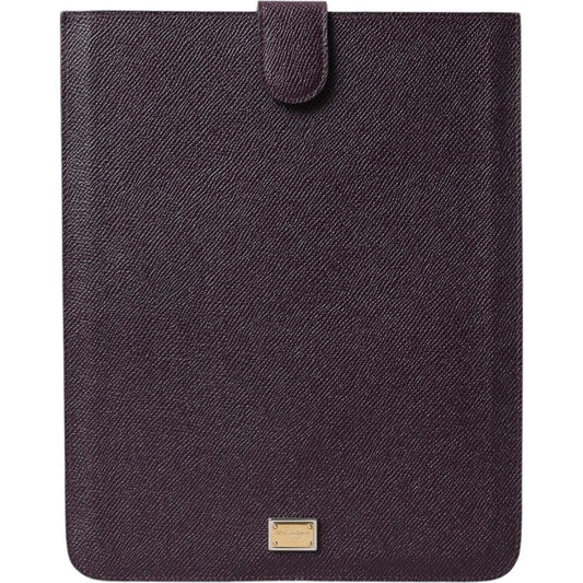 Dolce & Gabbana Elegant Leather Tablet Pouch in Rich Brown Dolce & Gabbana Dark Slate Gray