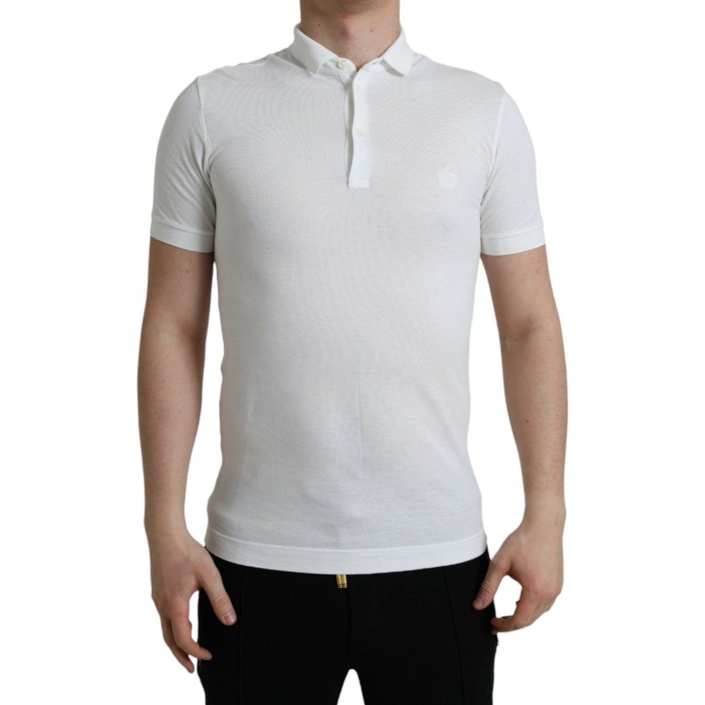 Dolce & Gabbana White Collared Short Sleeve Crown T-shirt