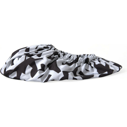 Dolce & Gabbana White Logo Print Nylon Slip On Flats Shoes