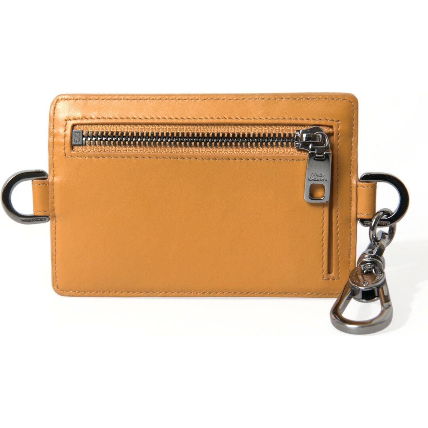 Dolce & Gabbana Orange Calf Leather Credit Card Holder Clip On Wallet