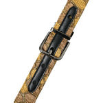 Dolce & Gabbana Gold Leather Jacquard Silver Metal Buckle Belt