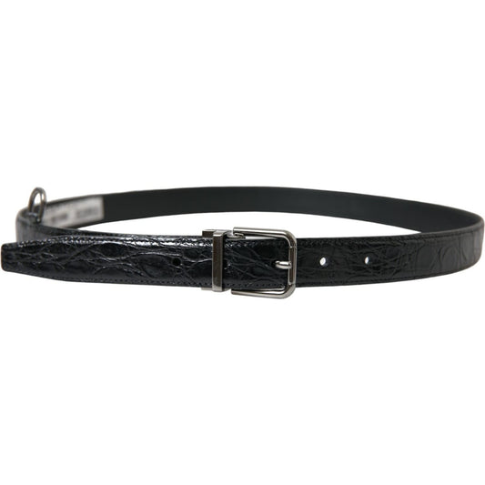 Dolce & Gabbana Black Leather Silver Metal Buckle Belt BEL9106-90