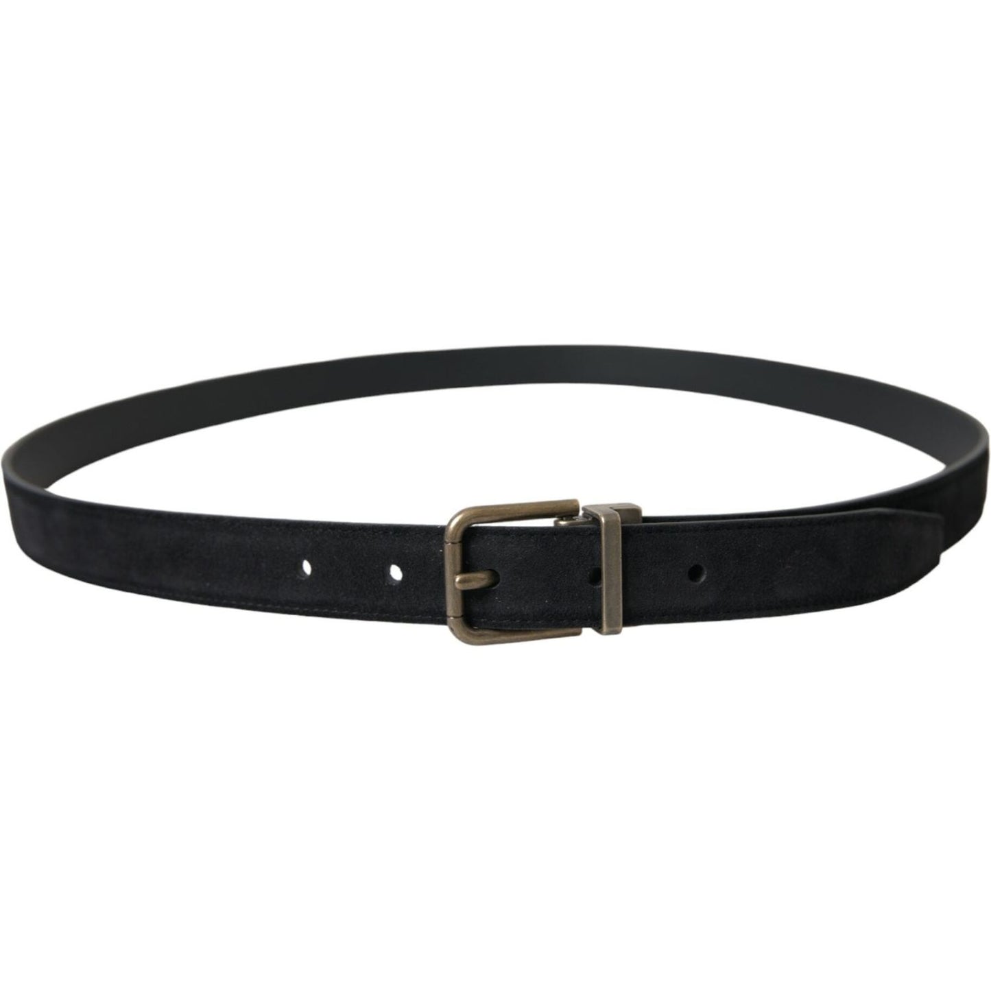 Dolce & Gabbana Black Suede Leather Gold Metal Buckle Belt BEL9126-110