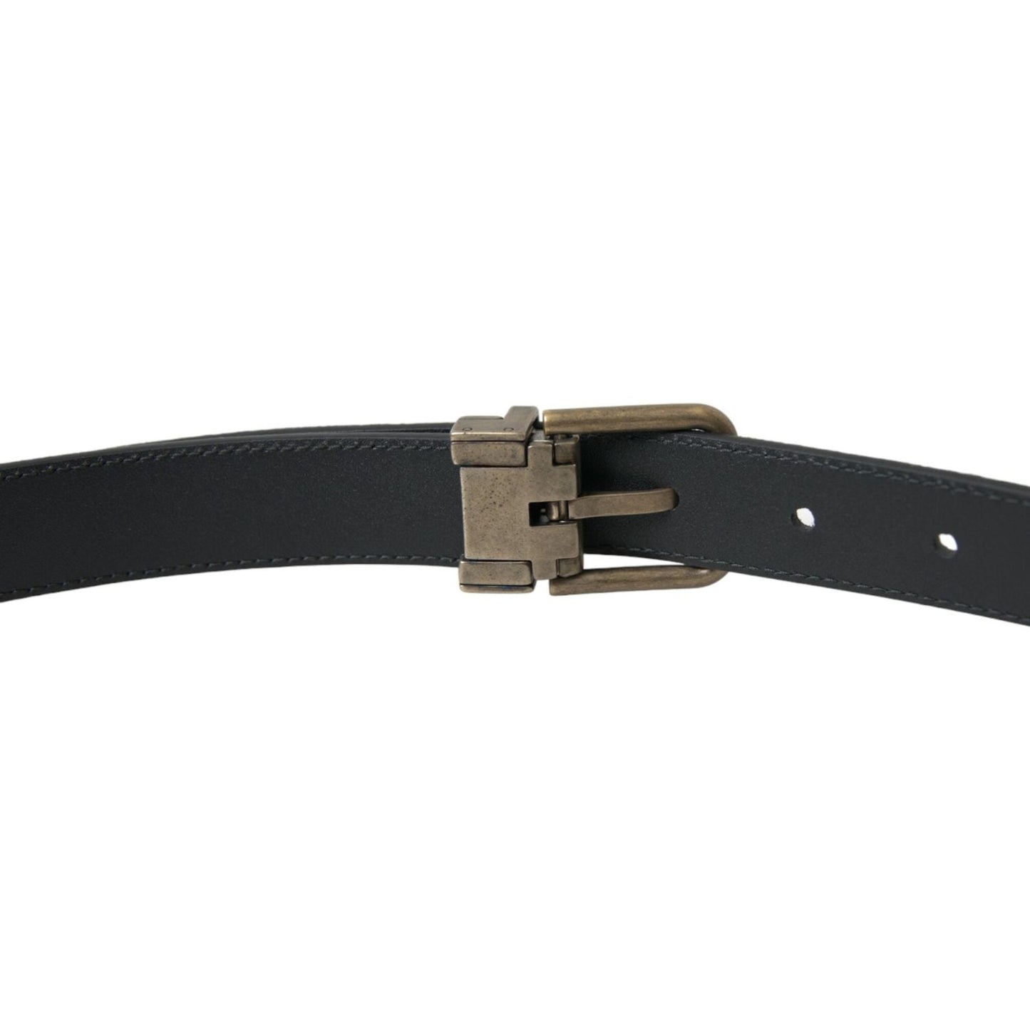 Dolce & Gabbana Black Suede Leather Gold Metal Buckle Belt BEL9126-110
