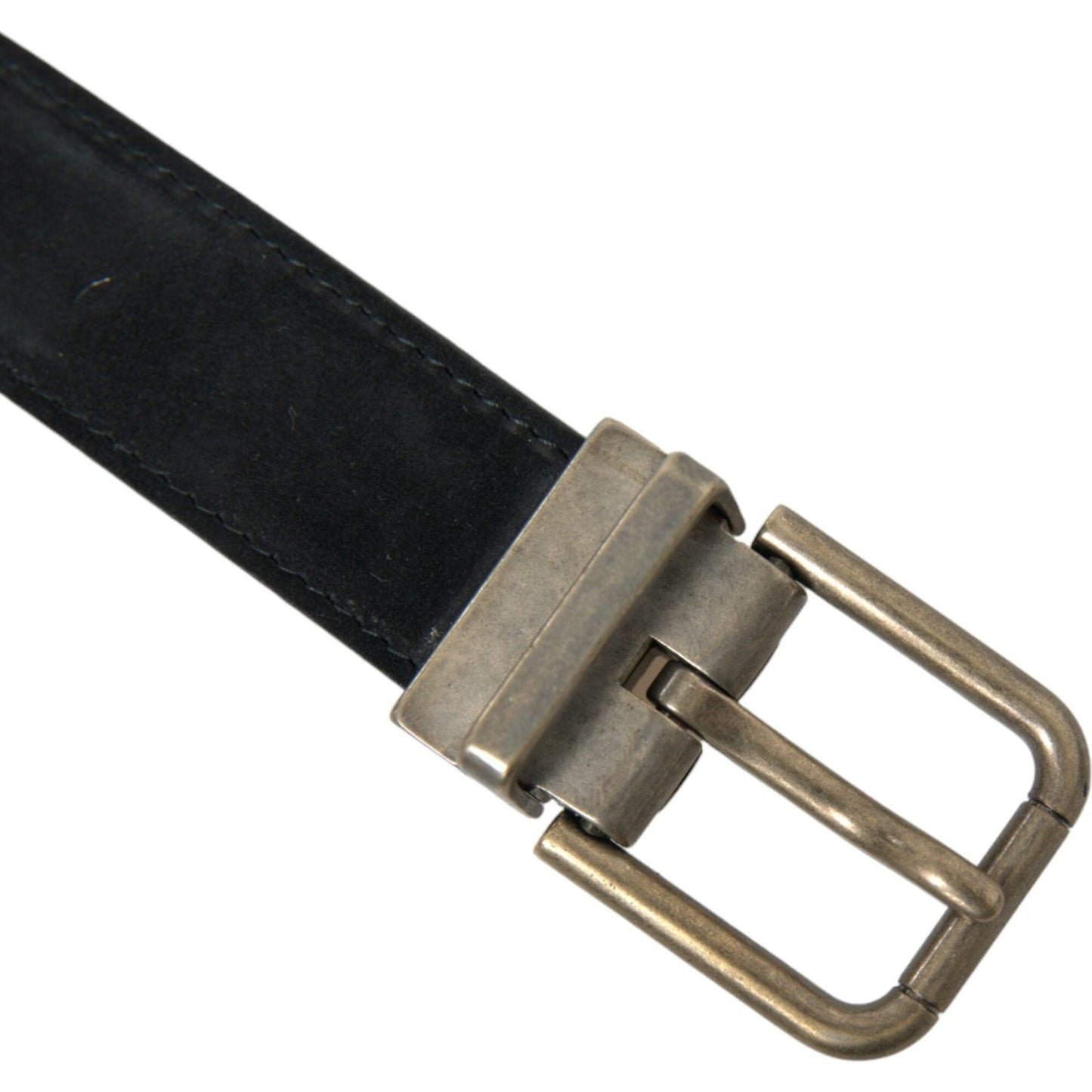 Dolce & Gabbana Black Suede Leather Gold Metal Buckle Belt BEL9126-110