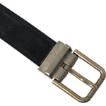 Dolce & Gabbana Black Suede Leather Gold Metal Buckle Belt BEL9126-110