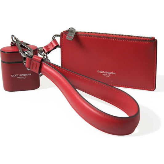 Dolce & Gabbana Elegant Red Leather Airpods Case Dolce & Gabbana Brown