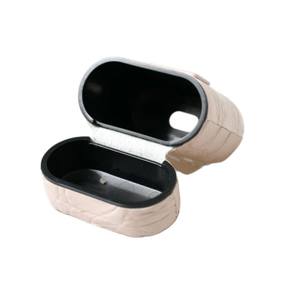 Dolce & Gabbana Light Pink Calf Leather Metal Logo Plaque Airpods Case