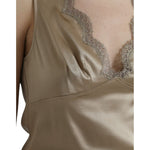 Dolce & Gabbana Brown Lace Trim V-neck Sleeveless Tank Top