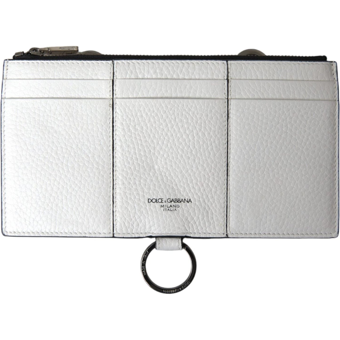 Dolce & Gabbana White Calfskin Leather Large Crossbody Card Holder Wallet