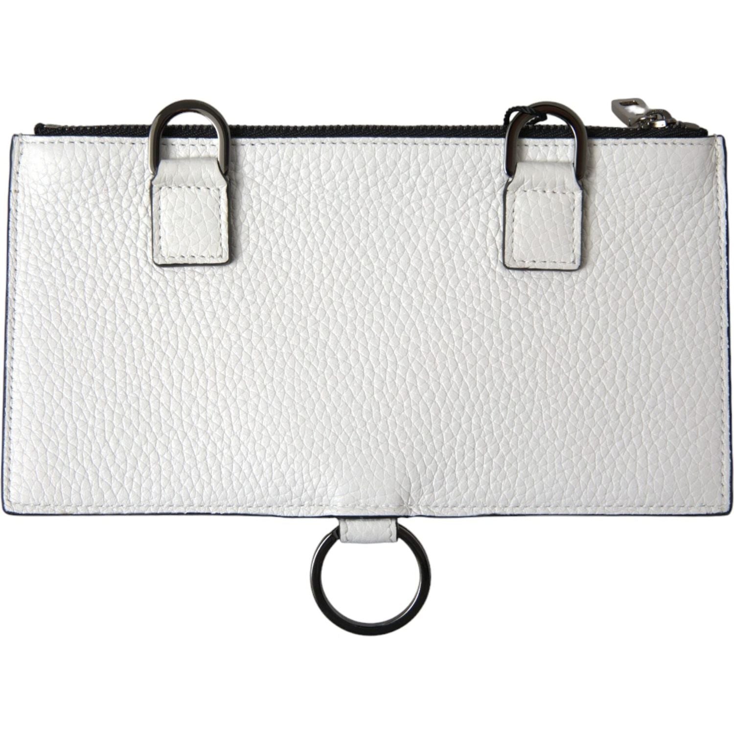 Dolce & Gabbana White Calfskin Leather Large Crossbody Card Holder Wallet