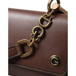 Dolce & Gabbana Brown Leather Logo Embossed Men Mini Shoulder Bag