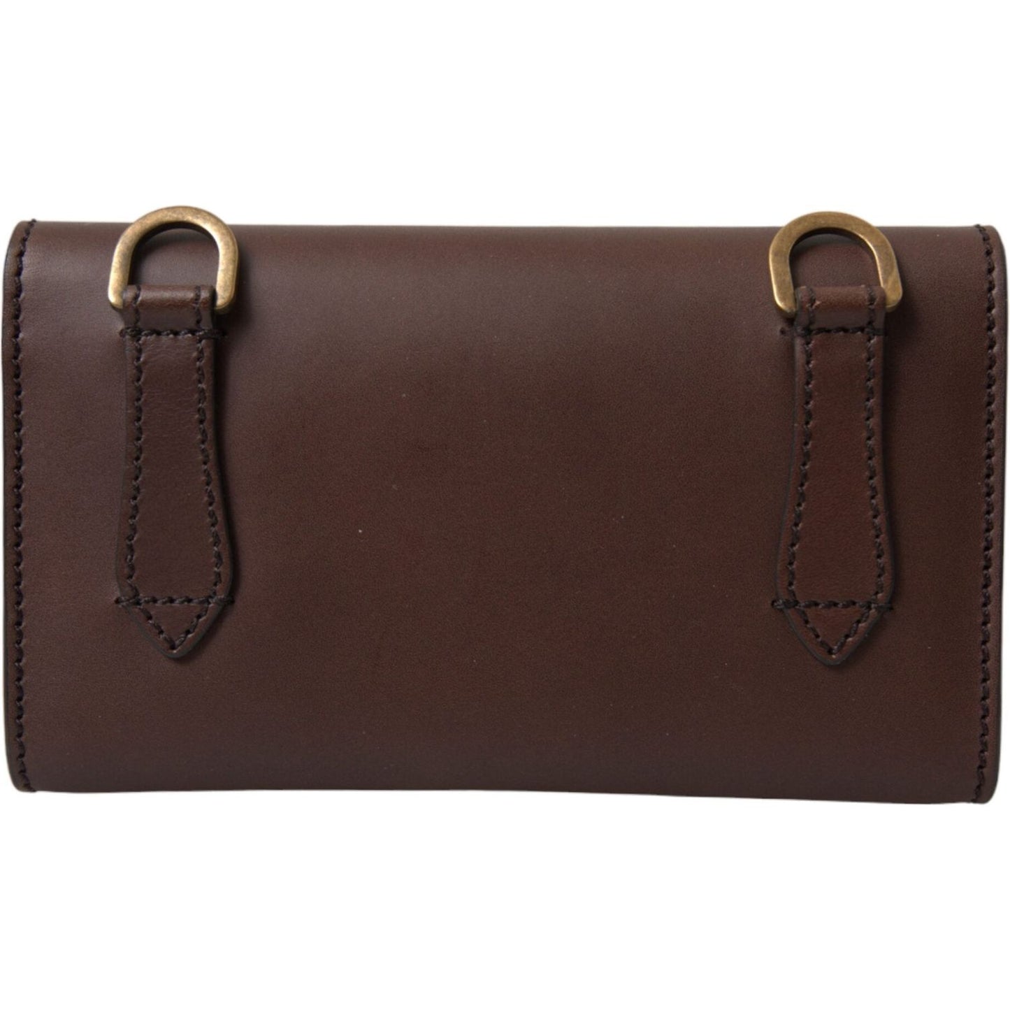 Dolce & Gabbana Brown Leather Logo Embossed Men Mini Shoulder Bag