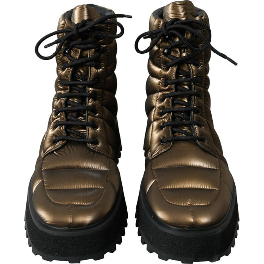 Dolce & Gabbana Bronze Plateau Padded Boots with DG Logo Plate Dolce & Gabbana Black