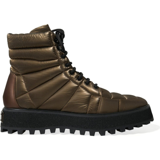 Dolce & Gabbana Bronze Plateau Padded Boots with DG Logo Plate Dolce & Gabbana Dark Slate Gray