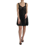 Dolce & Gabbana Black Silk Pleated Lace Chiffon Mini Dress DR281127-42
