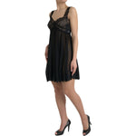 Dolce & Gabbana Black Silk Pleated Lace Chiffon Mini Dress DR281127-42