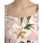 Dolce & Gabbana Pink Lily Viscose Sheath Stretch Mini Dress