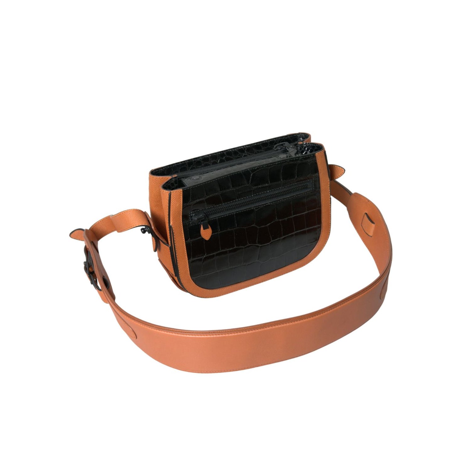 Balenciaga Black Brown Exotic Skin Leather Shoulder Camera Purse Bag