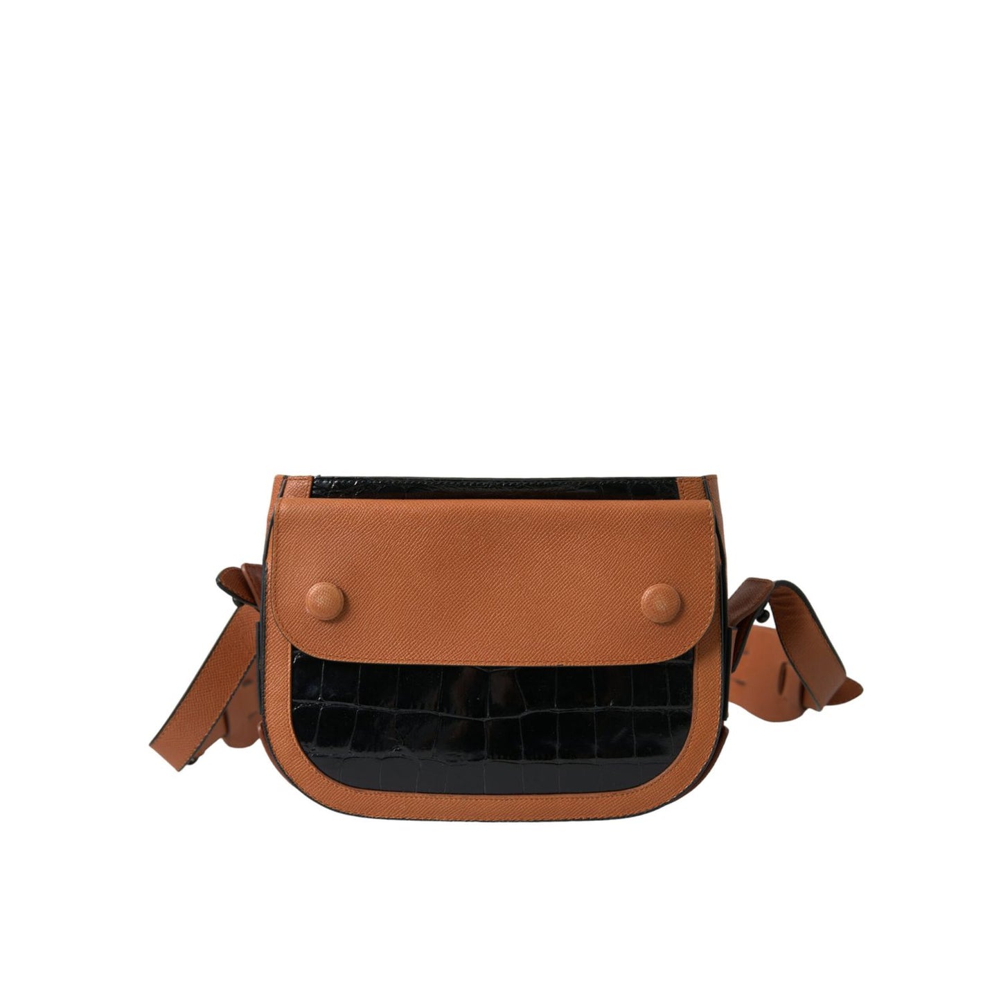 Balenciaga Black Brown Exotic Skin Leather Shoulder Camera Purse Bag